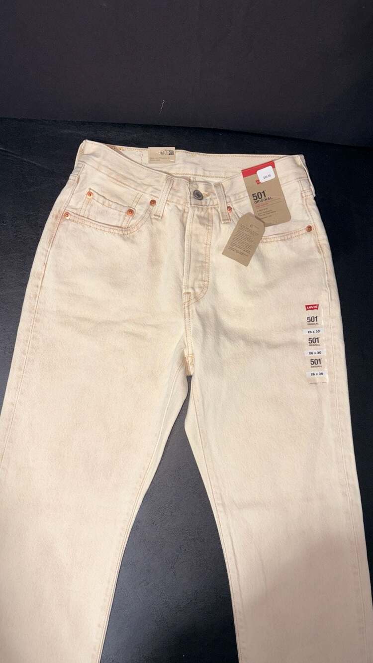 VTG 90s Levis 501 Button Fly Jeans Straight Wash White